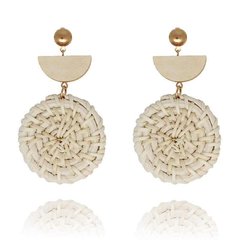 Wholesale Fashion Creative Hand-woven Rattan Vintage Tassel Earrings